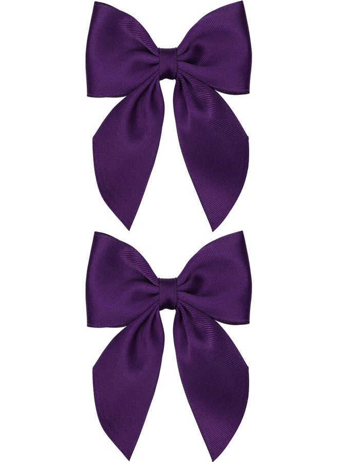 Zolyco 3.5 Inch Cheer Bow Clips for Women Girls Thick Ribbon Boutique Alligator Clips with Tails Hair Accessories for Older Kids Children Young Girls 2 Pcs (Deep Purple) - Image 1